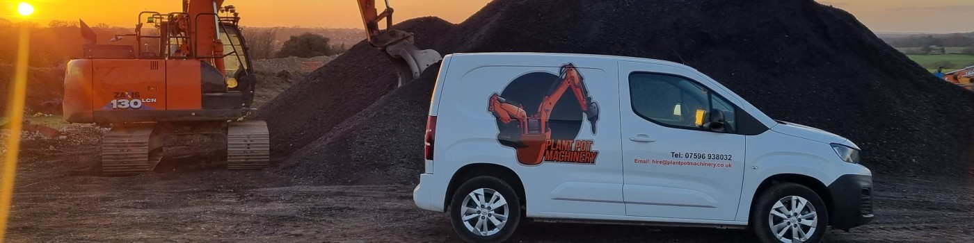 Plant Pot Machinery Van on Construction Site